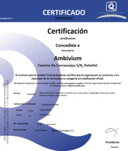 Certificado de Calidad de Restaurante Ambivium